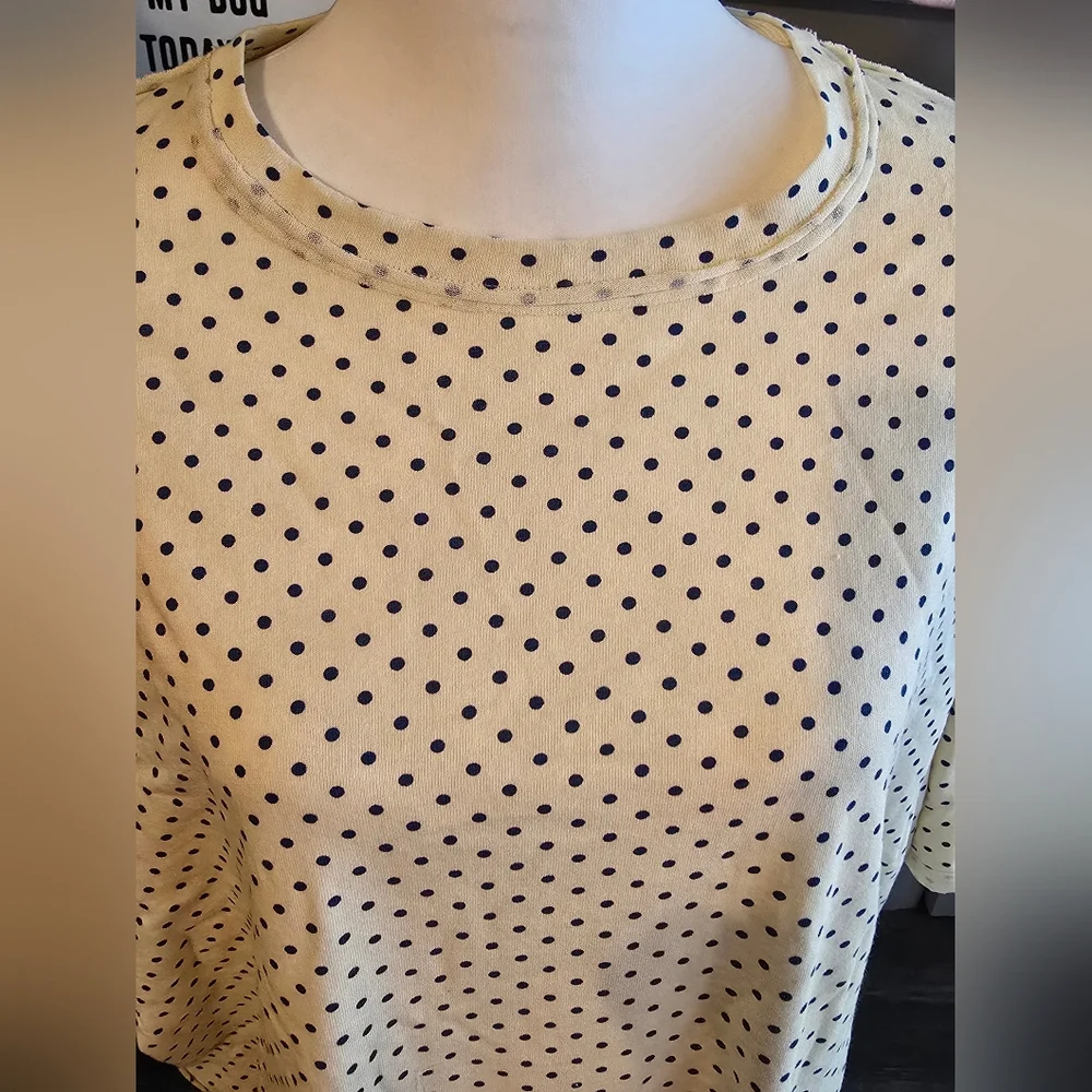 NWT We the Free Polka Dot Short Sleeve Tee - Cream and Black - Picture 4 of 8